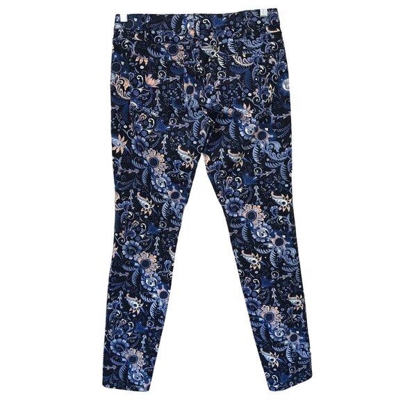 Club Monaco Floral Pattern Alessia Corduroy Skinny Jeans Size 6 Zip Pockets - Picture 2 of 11